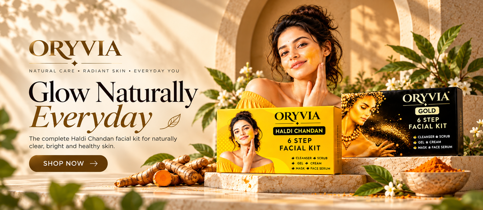 oryvia haldi chandan glow ad 2