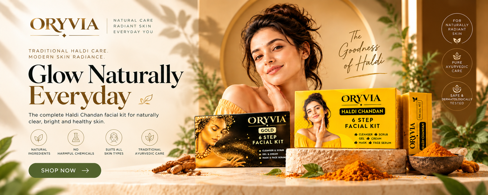 oryvia haldi glow skincare banner